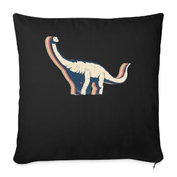 Brontosaurus Dinosaur Retro Line Art - Sofa pillowcase 17,3'' x 17,3'' (45 x 45 cm) - black - Front