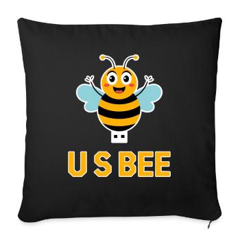 USBEE Bee with USB Stick - Sofa pillowcase 17,3'' x 17,3'' (45 x 45 cm) - black - Front