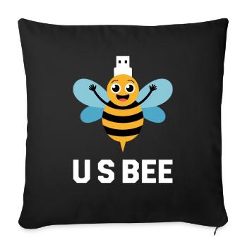 USBEE Bee with USB Stick - Sofa pillowcase 17,3'' x 17,3'' (45 x 45 cm) - black - Front