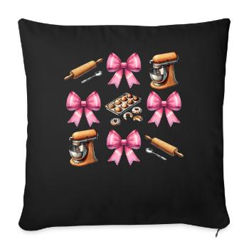 Coquette Bogen Backen Werkzeuge Bäcker Mom Mütter - Sofakissenbezug 45 x 45 cm - Schwarz - Vorne