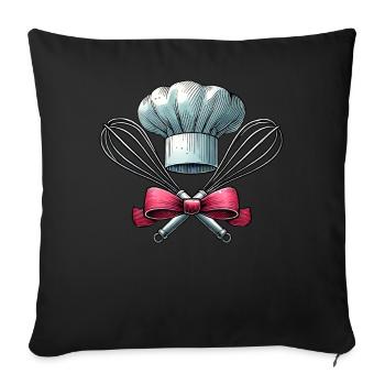 Coquette Bow Baking Chef Hat Whisk - Sofa pillowcase 17,3'' x 17,3'' (45 x 45 cm) - black - Front