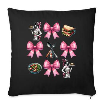 Coquette Bow Lunch Lady Cafeteria Worker Mom - Sofa pillowcase 17,3'' x 17,3'' (45 x 45 cm) - black - Front