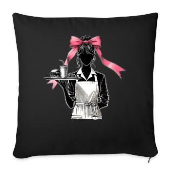 Coquette Bow Lunch Lady Cafeteria Worker Mom - Sofa pillowcase 17,3'' x 17,3'' (45 x 45 cm) - black - Front