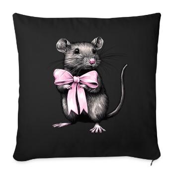 Coquette Bow Rat Mouse Mom Mother's Day Girl - Sofa pillowcase 17,3'' x 17,3'' (45 x 45 cm) - black - Front