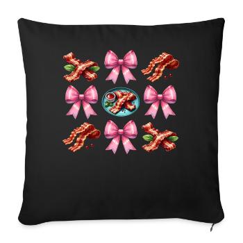 Coquette Bow Lanières de bacon Porc Maman - Housse de coussin décorative 45 x 45 cm - noir - Devant