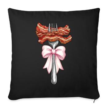Coquette Bow Lanières de bacon Porc Maman - Housse de coussin décorative 45 x 45 cm - noir - Devant