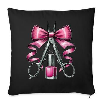 Coquette Bow Nail Tech Beautician - Sofa pillowcase 17,3'' x 17,3'' (45 x 45 cm) - black - Front