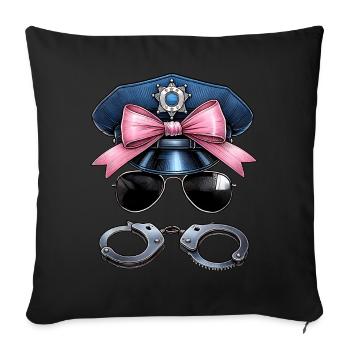 Coquette Bow Policeman Hat Sunglasses - Sofa pillowcase 17,3'' x 17,3'' (45 x 45 cm) - black - Front