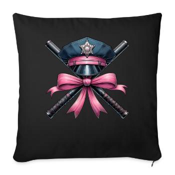 Coquette Bow Agent correctionnel Chapeau Bâton - Housse de coussin décorative 45 x 45 cm - noir - Devant