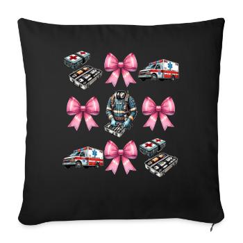 Coquette Bow EMT Emergency Medical Technician - Sofa pillowcase 17,3'' x 17,3'' (45 x 45 cm) - black - Front