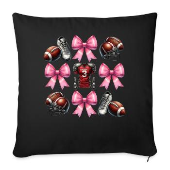 Coquette Bow Joueur de Football Mère Fête des Mères - Housse de coussin décorative 45 x 45 cm - noir - Devant