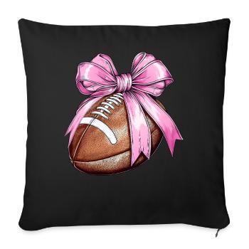 Coquette Bow Joueur de Football Mère Fête des Mères - Housse de coussin décorative 45 x 45 cm - noir - Devant