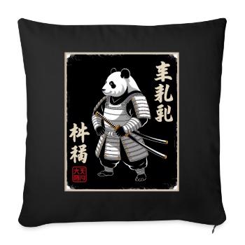 Samouraï panda en ukiyo-e japonais - Housse de coussin décorative 45 x 45 cm - noir - Devant