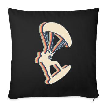 Kitesurfing Kite Surfer Retro Line Art - Sofa pillowcase 17,3'' x 17,3'' (45 x 45 cm) - black - Front
