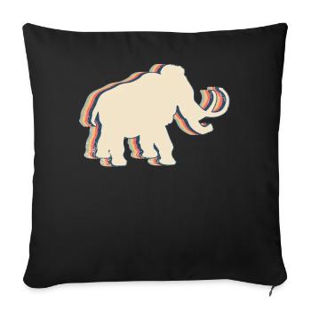 Mammoth Elephant Retro Line Art - Sofa pillowcase 17,3'' x 17,3'' (45 x 45 cm) - black - Front