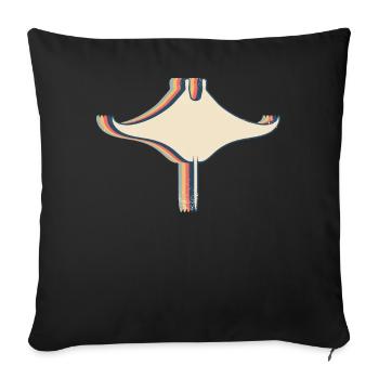 Manta Rochen Stachelrochen Retro Line Art - Sofakissenbezug 45 x 45 cm - Schwarz - Vorne