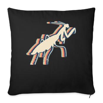 Mantis Praying Mantis Insect Retro Line Art - Sofa pillowcase 17,3'' x 17,3'' (45 x 45 cm) - black - Front
