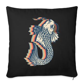 Koi Fish Carp Nishikigoi Japan Retro Line Art - Sofa pillowcase 17,3'' x 17,3'' (45 x 45 cm) - black - Front