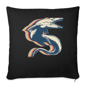 Mosasaurus Dinosaur Retro Line Art - Sofa pillowcase 17,3'' x 17,3'' (45 x 45 cm) - black - Front