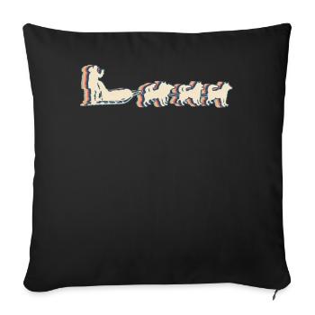 Mushing Sled Dog Sledding Retro Line Art - Sofakissenbezug 45 x 45 cm - Schwarz - Vorne