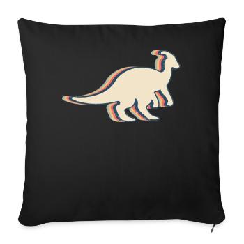 Parasaurolophus Dinosaur Retro Line Art - Sofa pillowcase 17,3'' x 17,3'' (45 x 45 cm) - black - Front