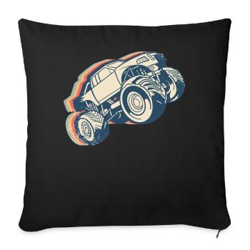 Monster Truck Offroad Quad Retro Line Art - Sofa pillowcase 17,3'' x 17,3'' (45 x 45 cm) - black - Front