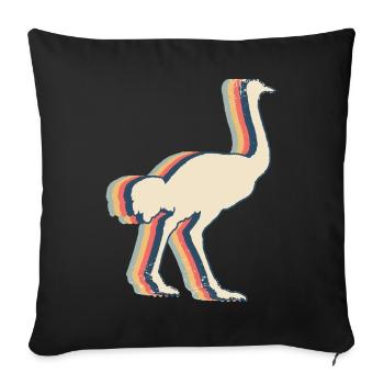 Ostrich Animal Retro Line Art - Sofa pillowcase 17,3'' x 17,3'' (45 x 45 cm) - black - Front