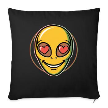 Psychédélique Alien Face Ravers - Housse de coussin décorative 45 x 45 cm - noir - Devant
