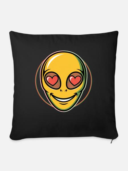 Psychédélique Alien Face Ravers - Housse de coussin décorative 45 x 45 cm - noir