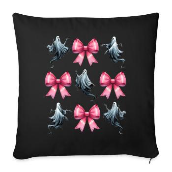 Coquettish Bow Ghost Ghost Spooky - Sofa pillowcase 17,3'' x 17,3'' (45 x 45 cm) - black - Front