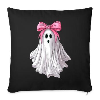 Coquettish Bow Ghost Ghost Spooky - Sofa pillowcase 17,3'' x 17,3'' (45 x 45 cm) - black - Front