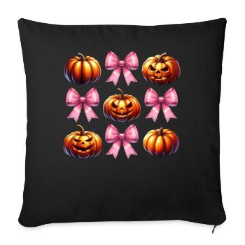 Coquette Bow Pumpkin Pink Spooky Halloween Mom - Sofa pillowcase 17,3'' x 17,3'' (45 x 45 cm) - black - Front