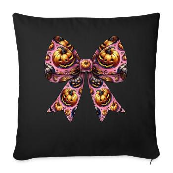 Coquette Bow Pumpkin Pattern Spooky Halloween Mom - Sofa pillowcase 17,3'' x 17,3'' (45 x 45 cm) - black - Front