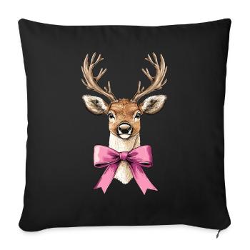 Coquette Bow Reindeer Christmas - Sofa pillowcase 17,3'' x 17,3'' (45 x 45 cm) - black - Front