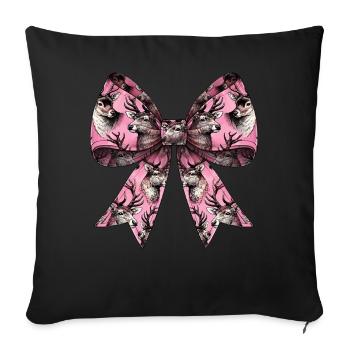 Coquette noeud motif renne Noël - Housse de coussin décorative 45 x 45 cm - noir - Devant