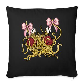 Kokette Schleife Fliegendes Spaghettimonster - Sofakissenbezug 45 x 45 cm - Schwarz - Vorne