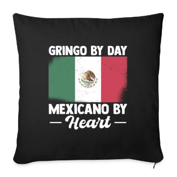 Mexican Gift Gringo By Day Mexicano Heart - Sofa pillowcase 17,3'' x 17,3'' (45 x 45 cm) - black - Front