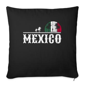 Mexique Rétro Amérique latine Drapeau mexicain - Housse de coussin décorative 45 x 45 cm - noir - Devant