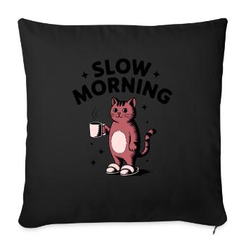 Slow Morning Coffee Cat - Sofa pillowcase 17,3'' x 17,3'' (45 x 45 cm) - black - Front