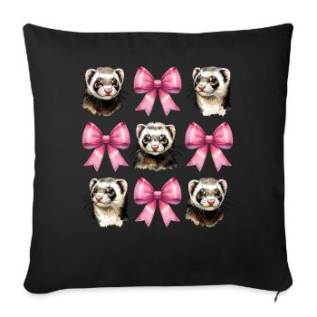 Coquette Bogen Frettchen niedlich rosa Mädchen Mom - Sofakissenbezug 45 x 45 cm - Schwarz - Vorne