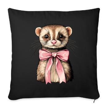Coquette Bogen Frettchen niedlich rosa Mädchen Mom - Sofakissenbezug 45 x 45 cm - Schwarz - Vorne