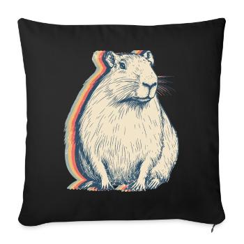 Capybara Capibara Retro Line Art - Sofa pillowcase 17,3'' x 17,3'' (45 x 45 cm) - black - Front