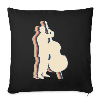Violoncelle Instrument Violoncelle Rétro Line Art - Housse de coussin décorative 45 x 45 cm - noir - Devant