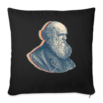 Charles Darwin Theory of Evolution Retro Line Art - Sofa pillowcase 17,3'' x 17,3'' (45 x 45 cm) - black - Front