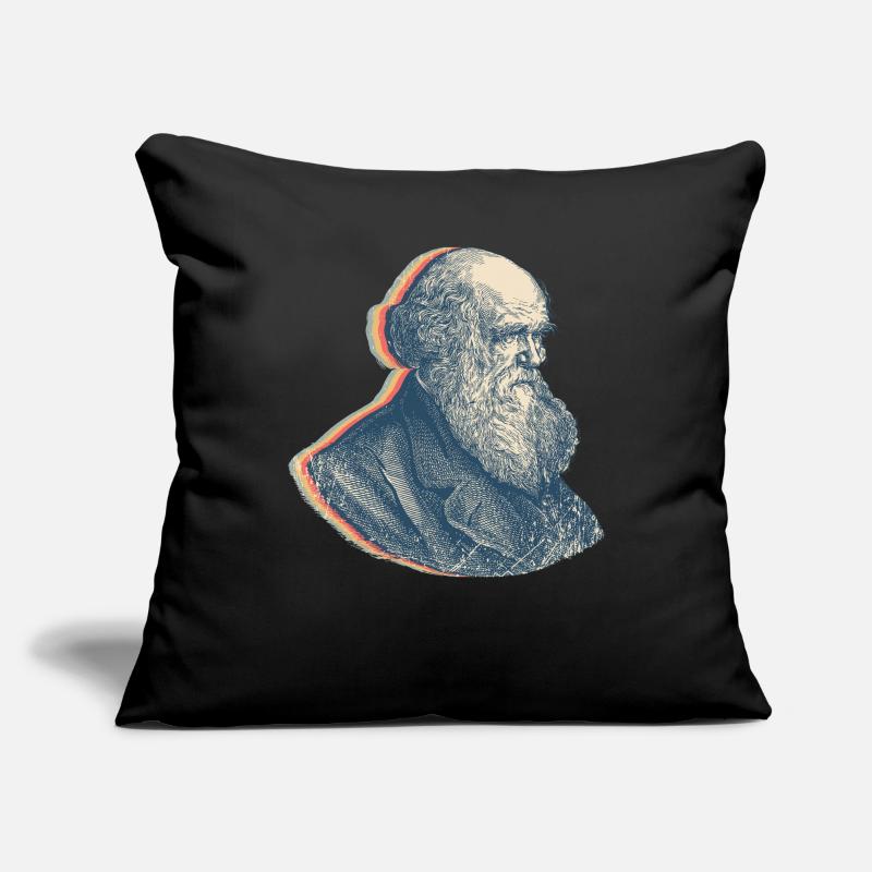 Charles Darwin Evolutionstheorie Retro-Linienkunst Sofakissenbezug 45 x 45 cm