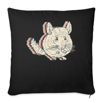 Chinchilla Pet Retro Line Art - Sofa pillowcase 17,3'' x 17,3'' (45 x 45 cm) - black - Front