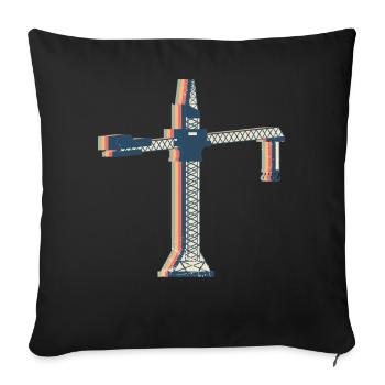 grutier construction HEO Retro Line Art - Housse de coussin décorative 45 x 45 cm - noir - Devant