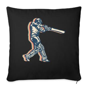 Cricket Player Team Retro Line Art - Sofa pillowcase 17,3'' x 17,3'' (45 x 45 cm) - black - Front