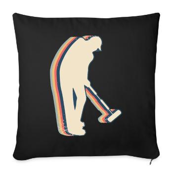 Croquet Player Team Retro Line Art - Sofa pillowcase 17,3'' x 17,3'' (45 x 45 cm) - black - Front