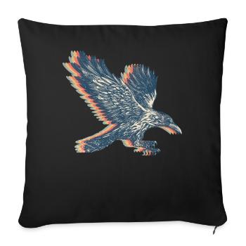 Crow Raven Retro Line Art - Sofa pillowcase 17,3'' x 17,3'' (45 x 45 cm) - black - Front